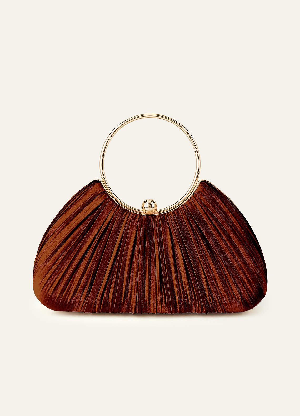 Matching Color Metallic Satin Pleated Handbag — Auburn — 图 151/204