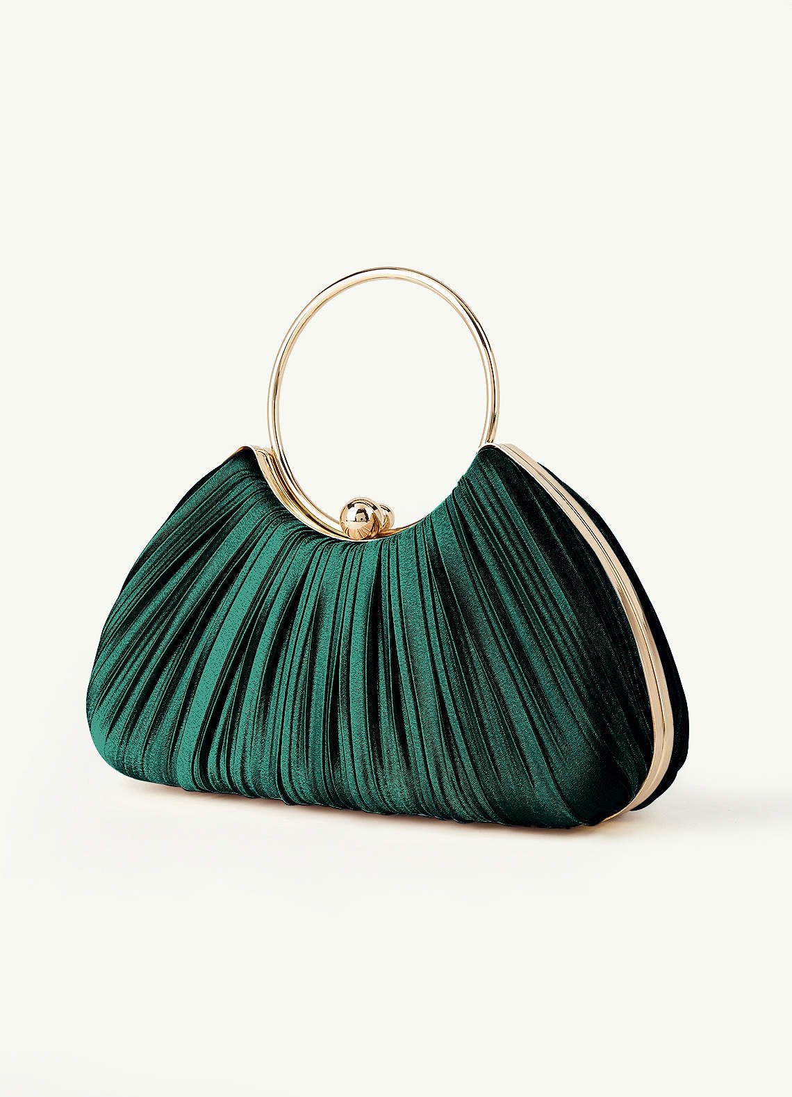 Matching Color Metallic Satin Pleated Handbag — Emerald, Sky Blue — 图 48/204