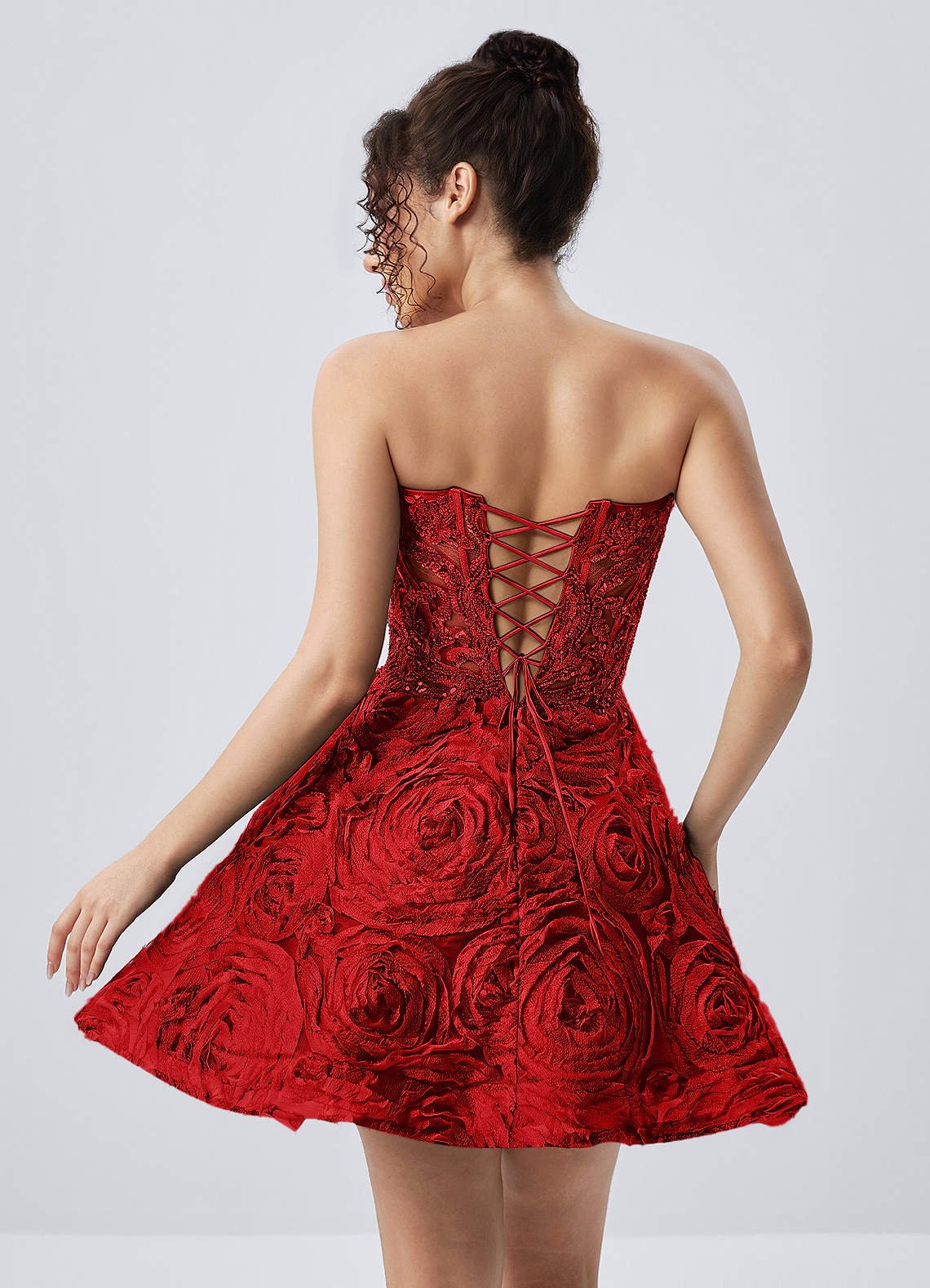 Mathilde Skater Sweetheart Tulle Mesh Mini Prom Dress in Red