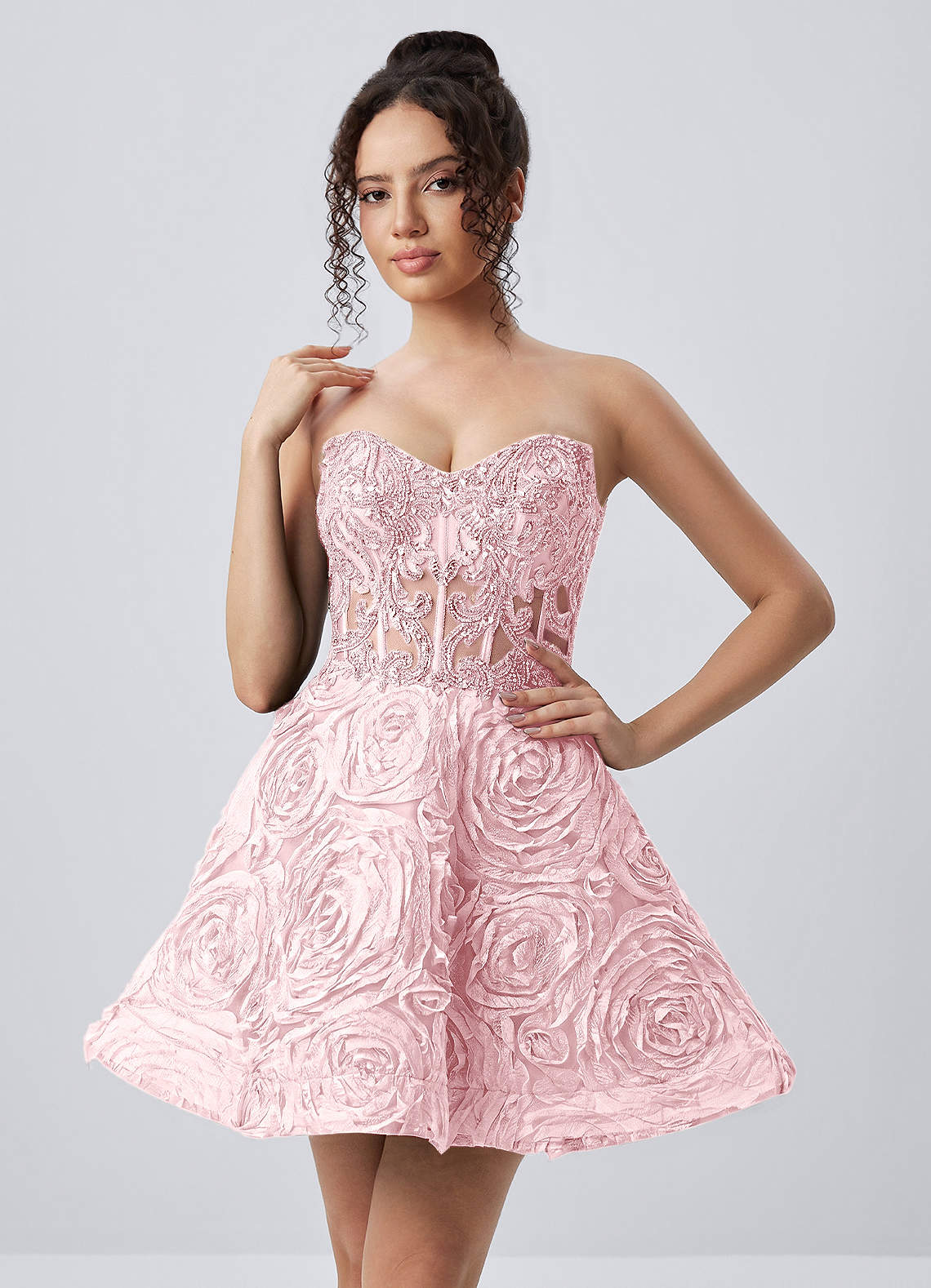 Mathilde Skater Sweetheart Tulle Mesh Mini Prom Dress in black