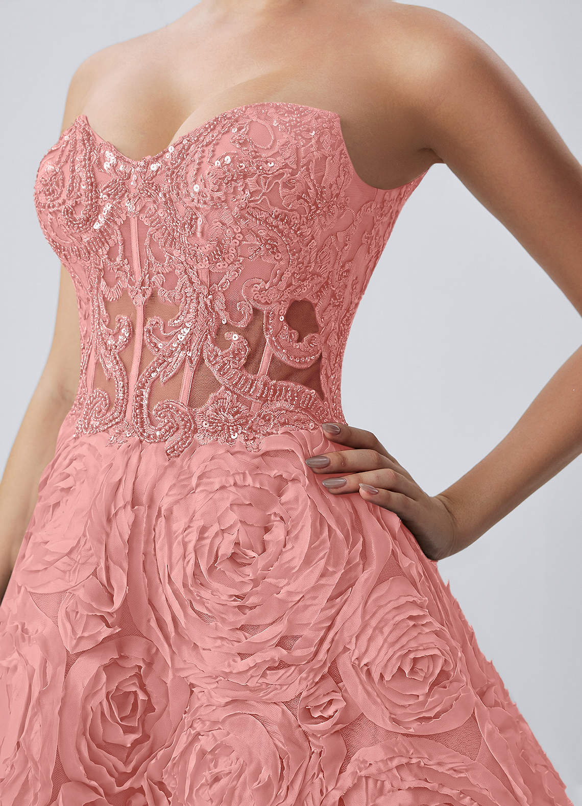 Mathilde Skater Sweetheart Tulle Mesh Mini Prom Dress in Dusty Pink