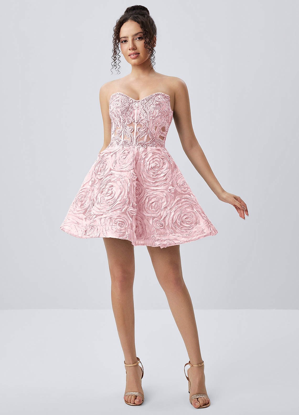 Mathilde Skater Sweetheart Tulle Mesh Mini Prom Dress in pink