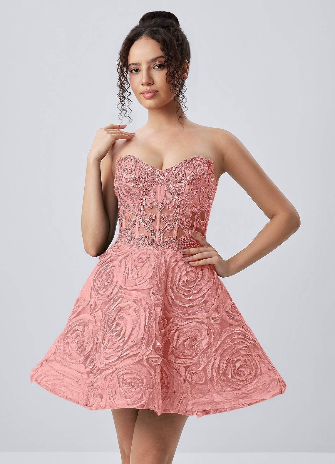 Mathilde Skater Sweetheart Tulle Mesh Mini Prom Dress in black