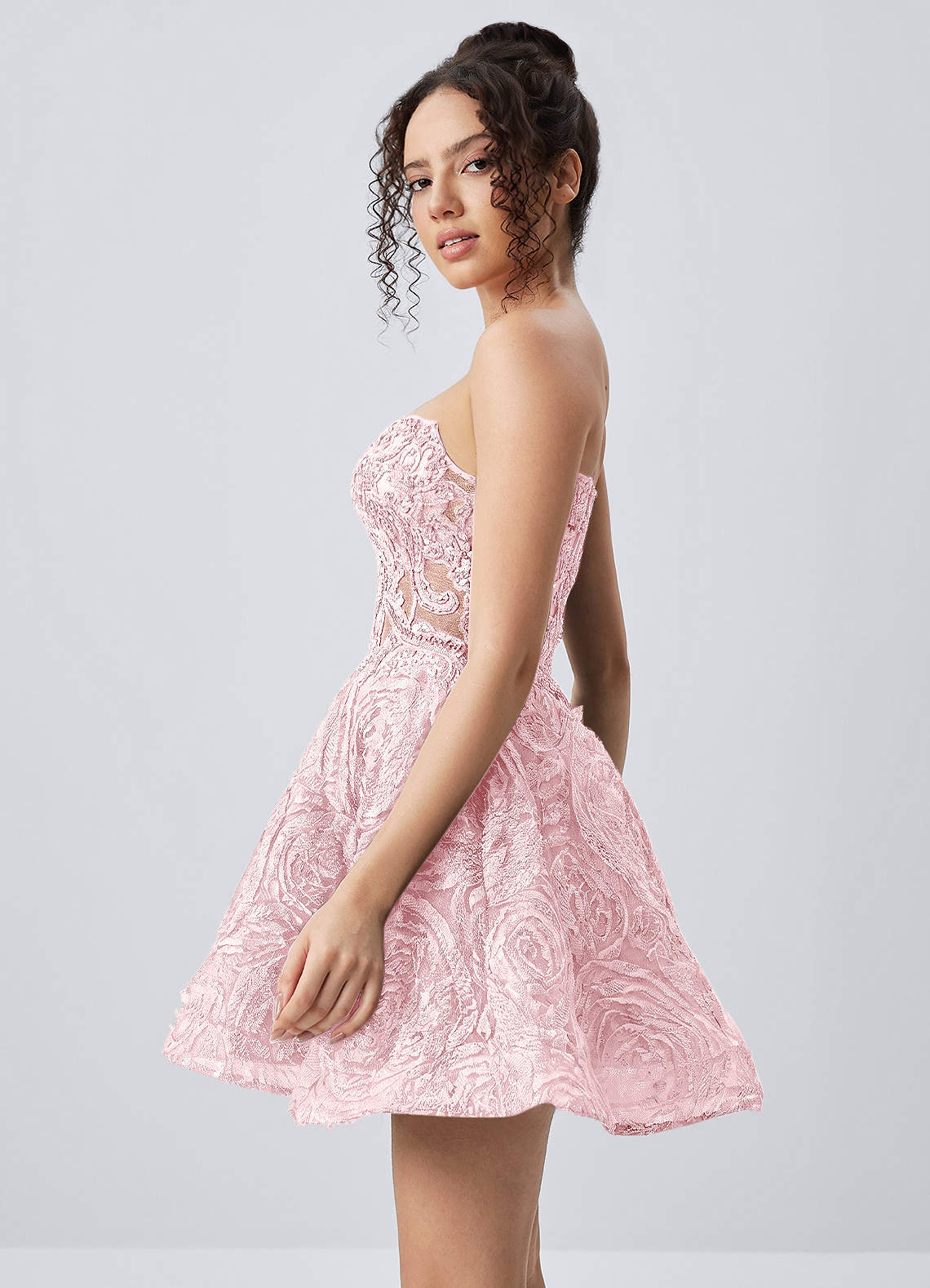 Mathilde Skater Sweetheart Tulle Mesh Mini Prom Dress in pink