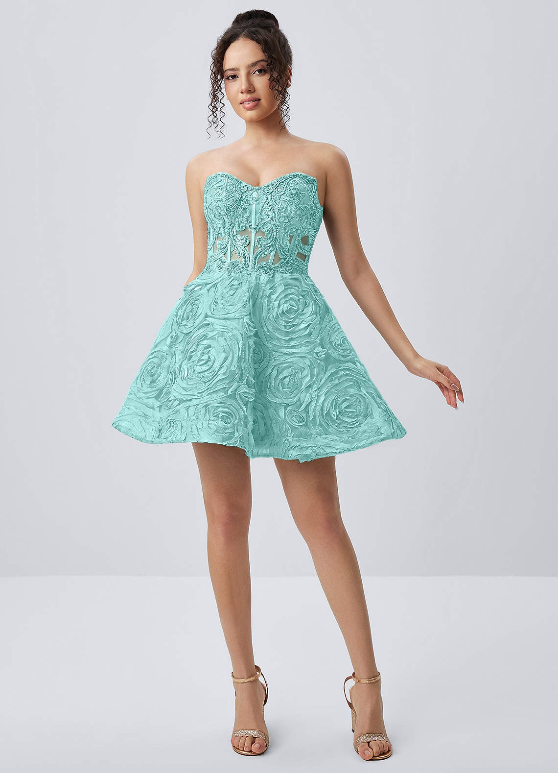 Mathilde Skater Sweetheart Tulle Mesh Mini Prom Dress in Light Green