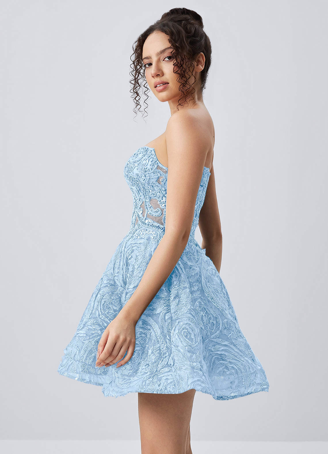 Mathilde Skater Sweetheart Tulle Mesh Mini Prom Dress in Sky Blue