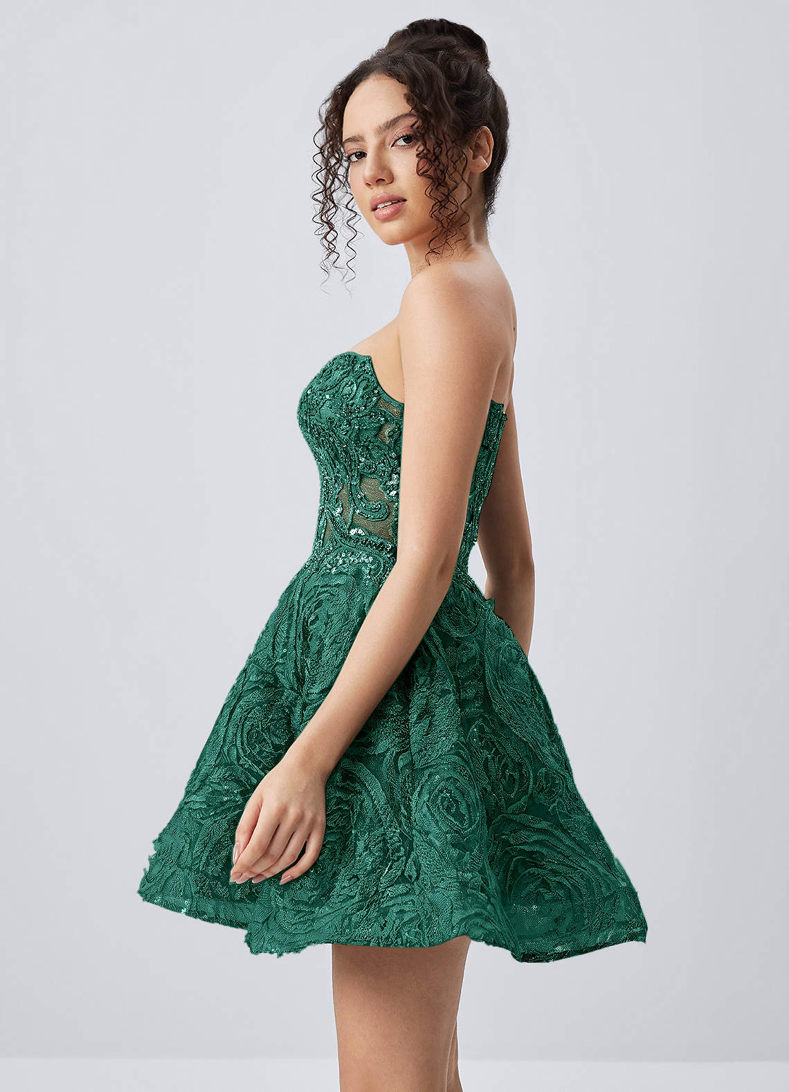 Mathilde Skater Sweetheart Tulle Mesh Mini Prom Dress in Dark Green