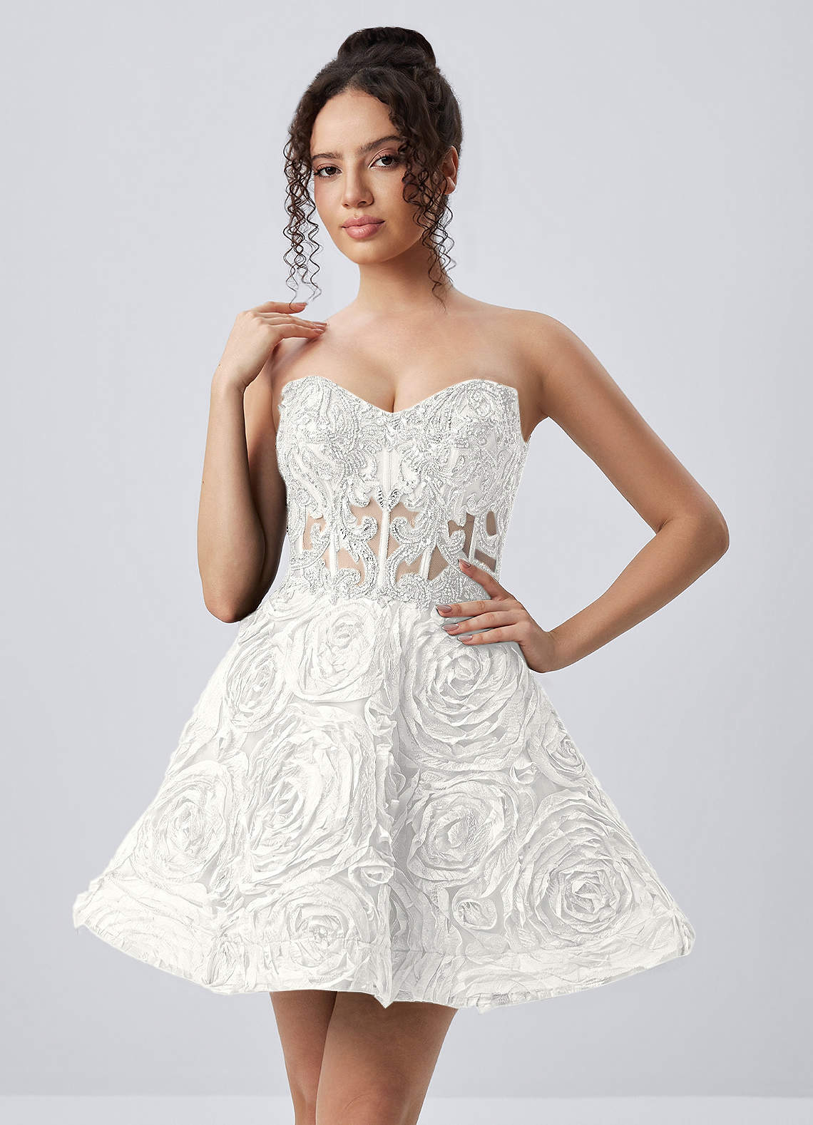 Mathilde Skater Sweetheart Tulle Mesh Mini Prom Dress in black