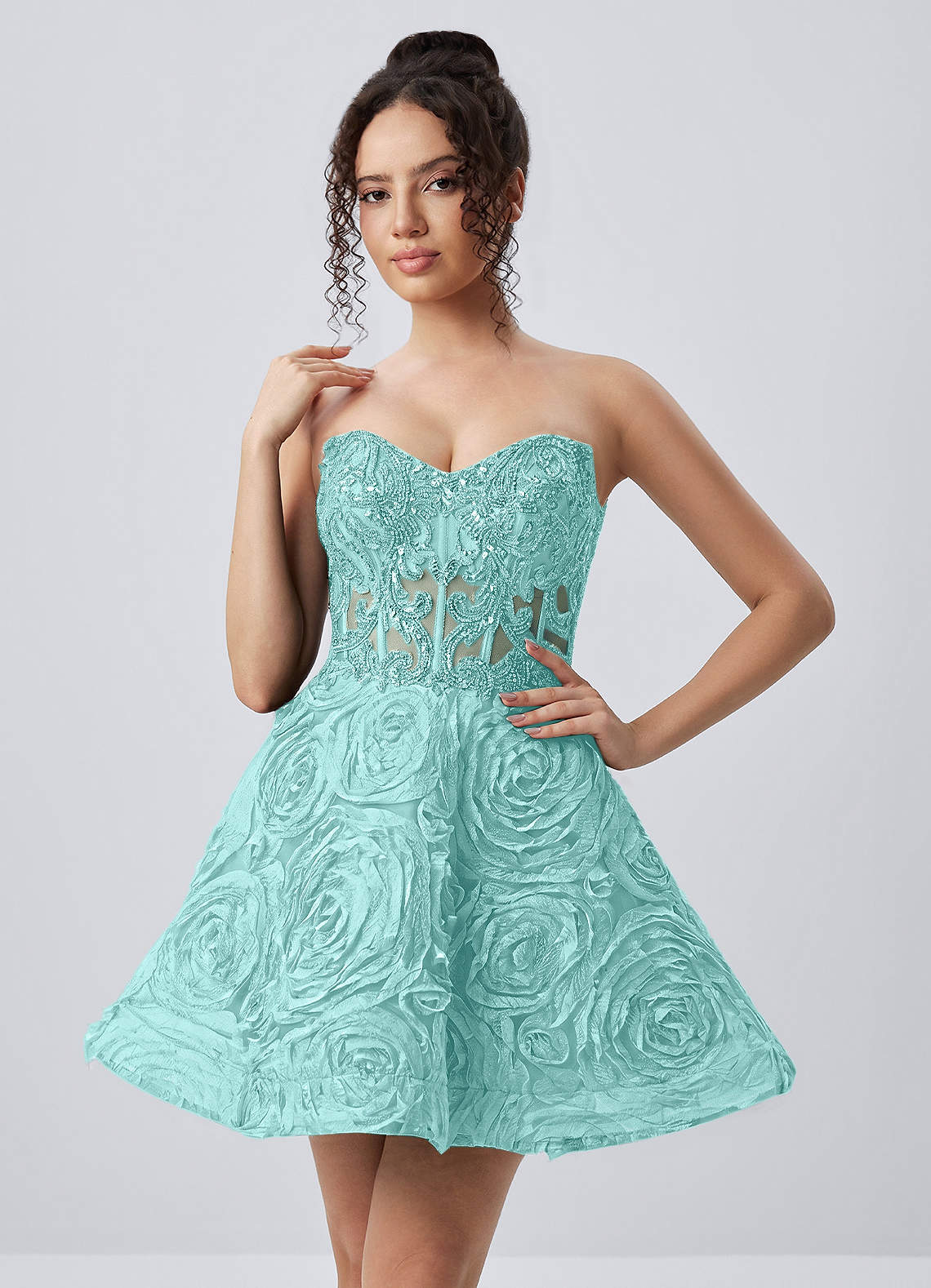 Mathilde Skater Sweetheart Tulle Mesh Mini Prom Dress in black