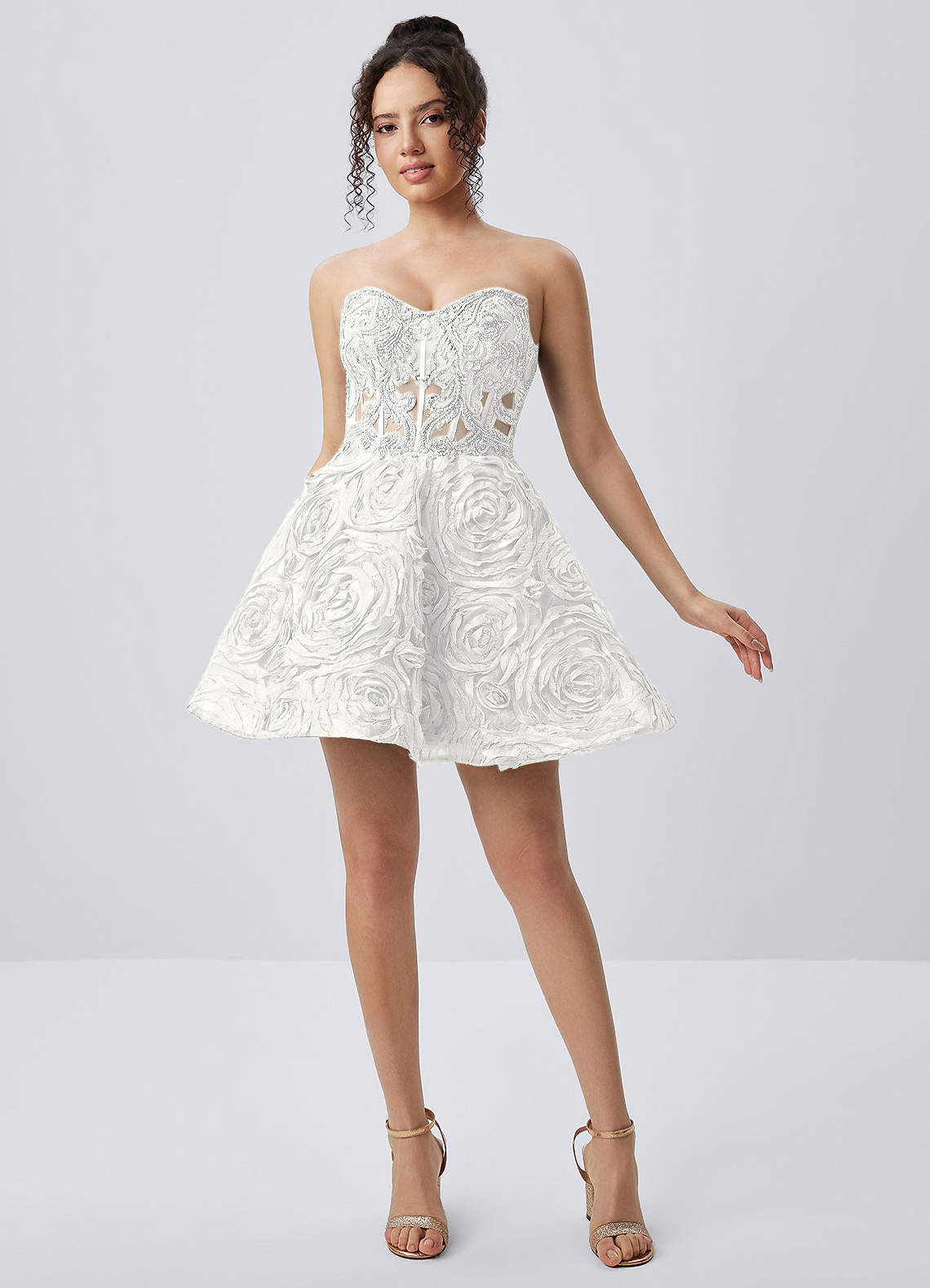 Mathilde Skater Sweetheart Tulle Mesh Mini Prom Dress in white