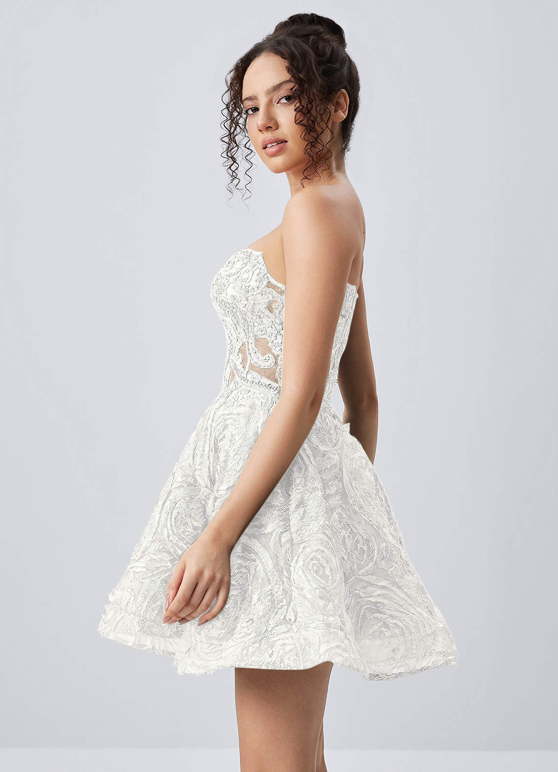 Mathilde Skater Sweetheart Tulle Mesh Mini Prom Dress in white
