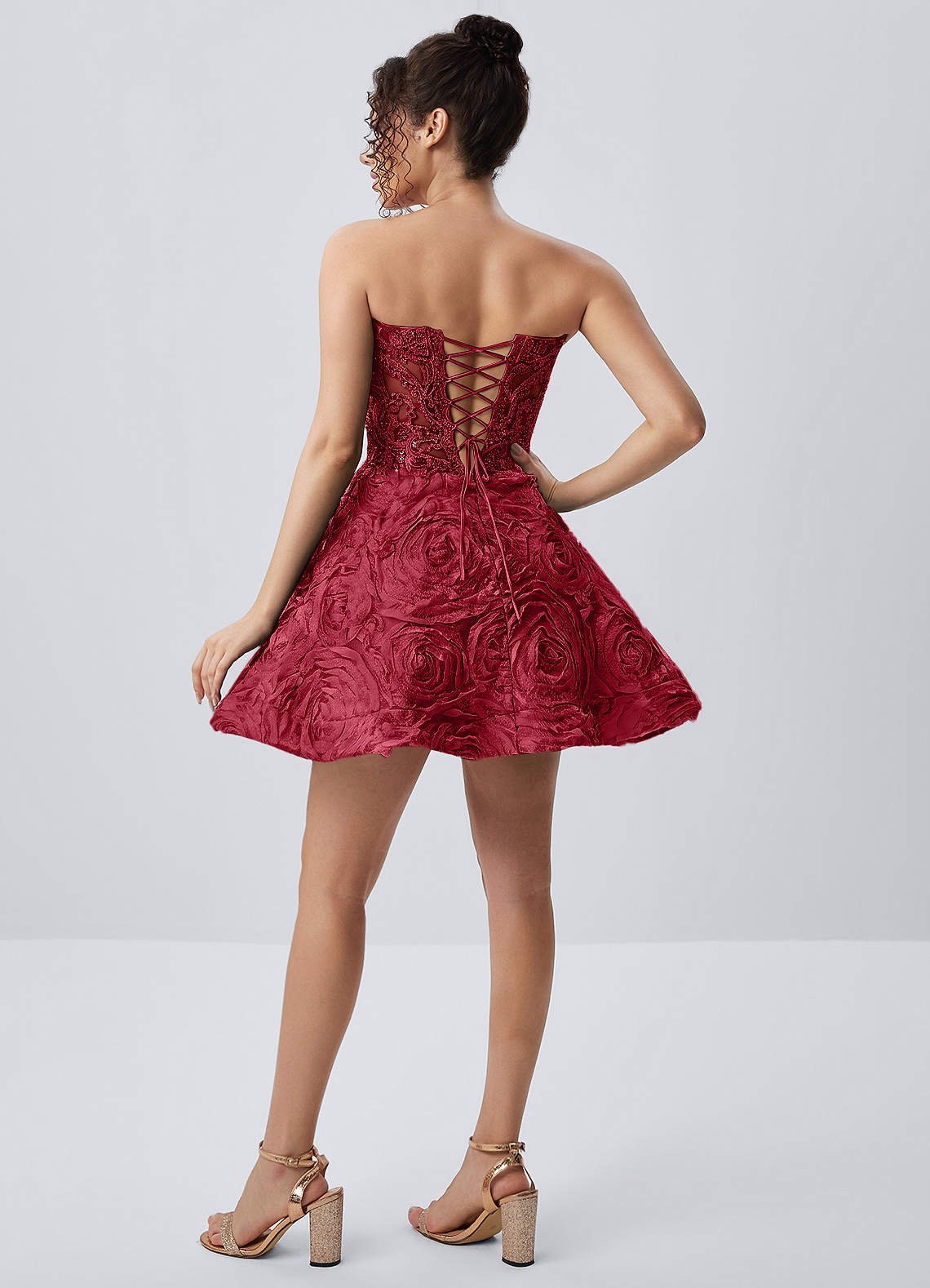 Mathilde Skater Sweetheart Tulle Mesh Mini Prom Dress in Burgundy