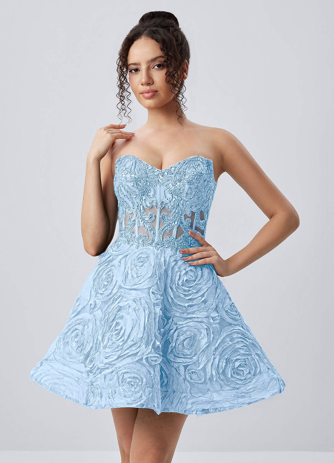 Mathilde Skater Sweetheart Tulle Mesh Mini Prom Dress in black