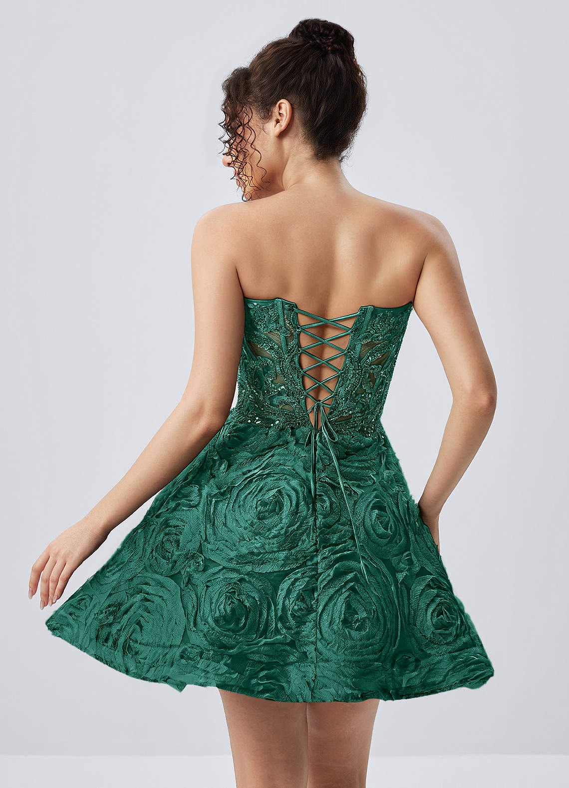 Mathilde Skater Sweetheart Tulle Mesh Mini Prom Dress in Dark Green