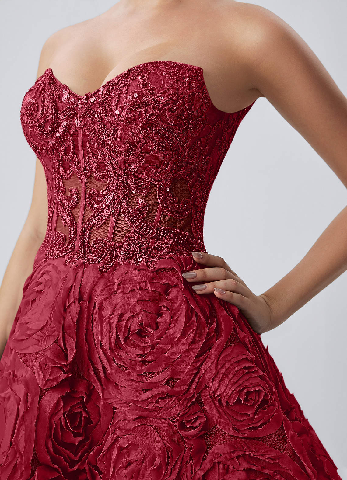 Mathilde Skater Sweetheart Tulle Mesh Mini Prom Dress in Burgundy