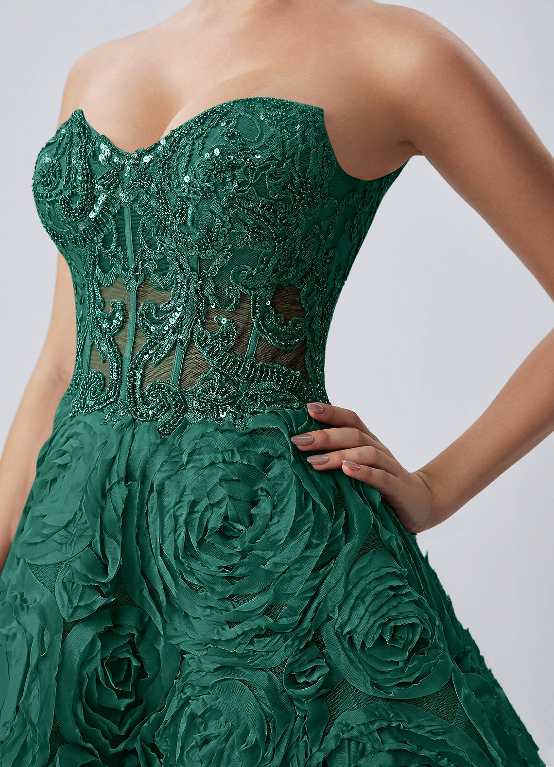 Mathilde Skater Sweetheart Tulle Mesh Mini Prom Dress in Dark Green