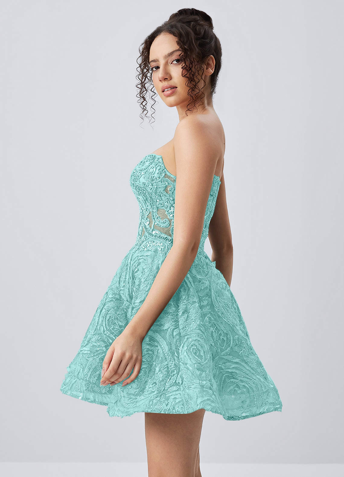 Mathilde Skater Sweetheart Tulle Mesh Mini Prom Dress in Light Green