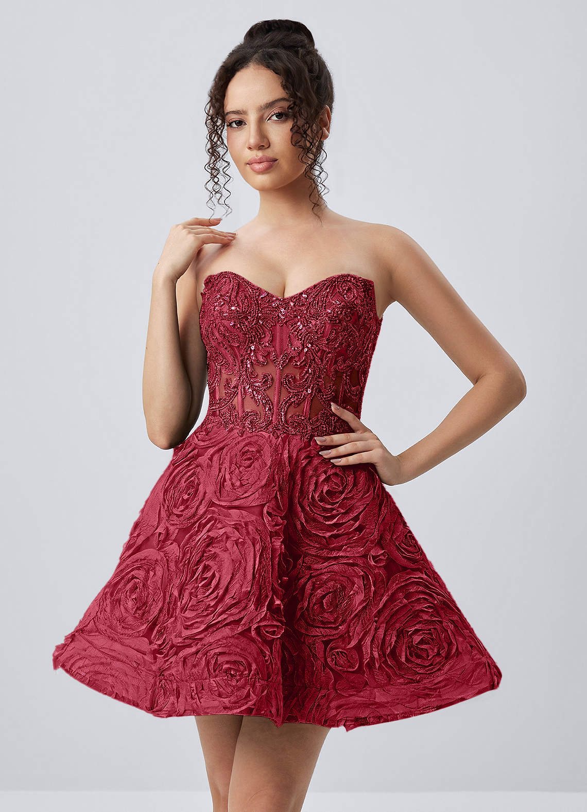 Mathilde Skater Sweetheart Tulle Mesh Mini Prom Dress in black