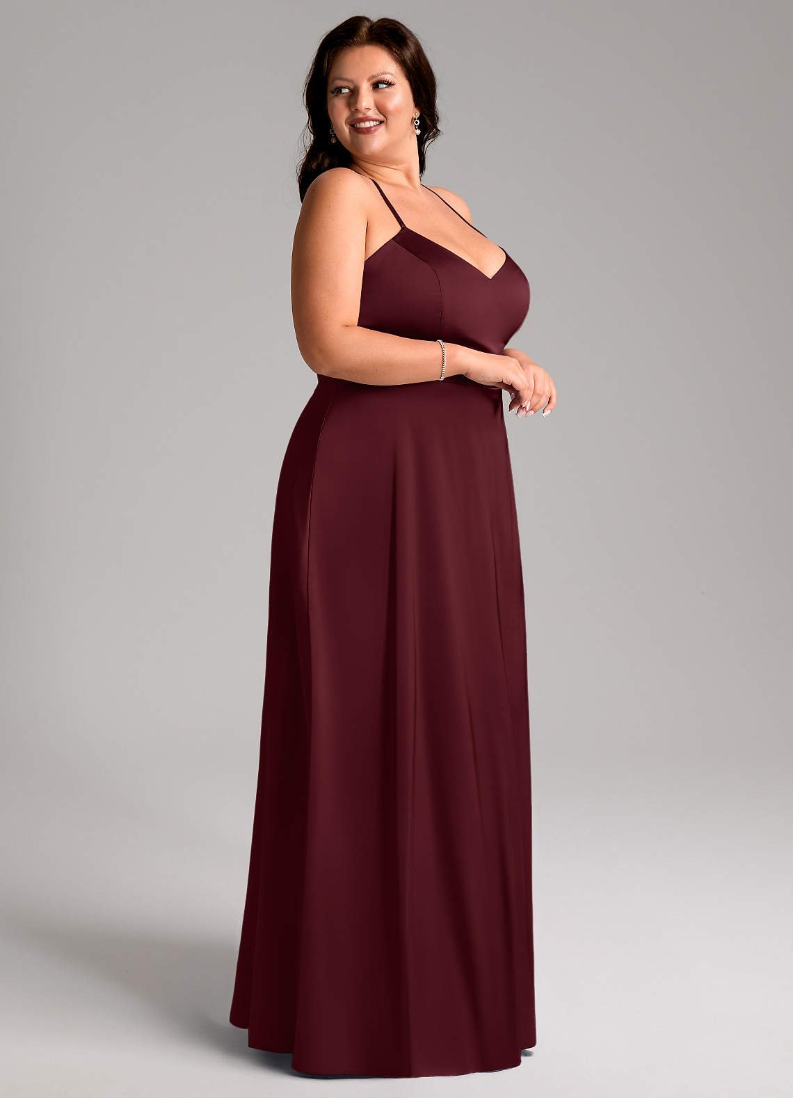 Mei A-Line V-Neck Stretch Satin Bridesmaid Dress