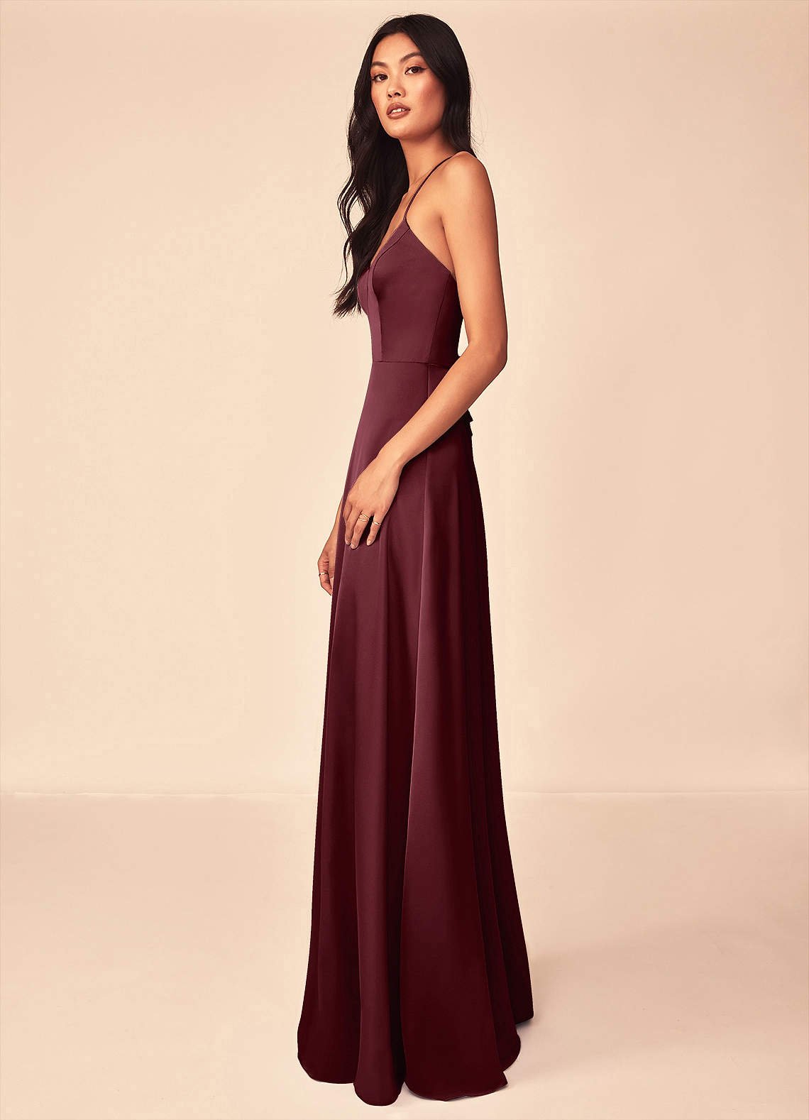 Mei A-Line V-Neck Stretch Satin Bridesmaid Dress