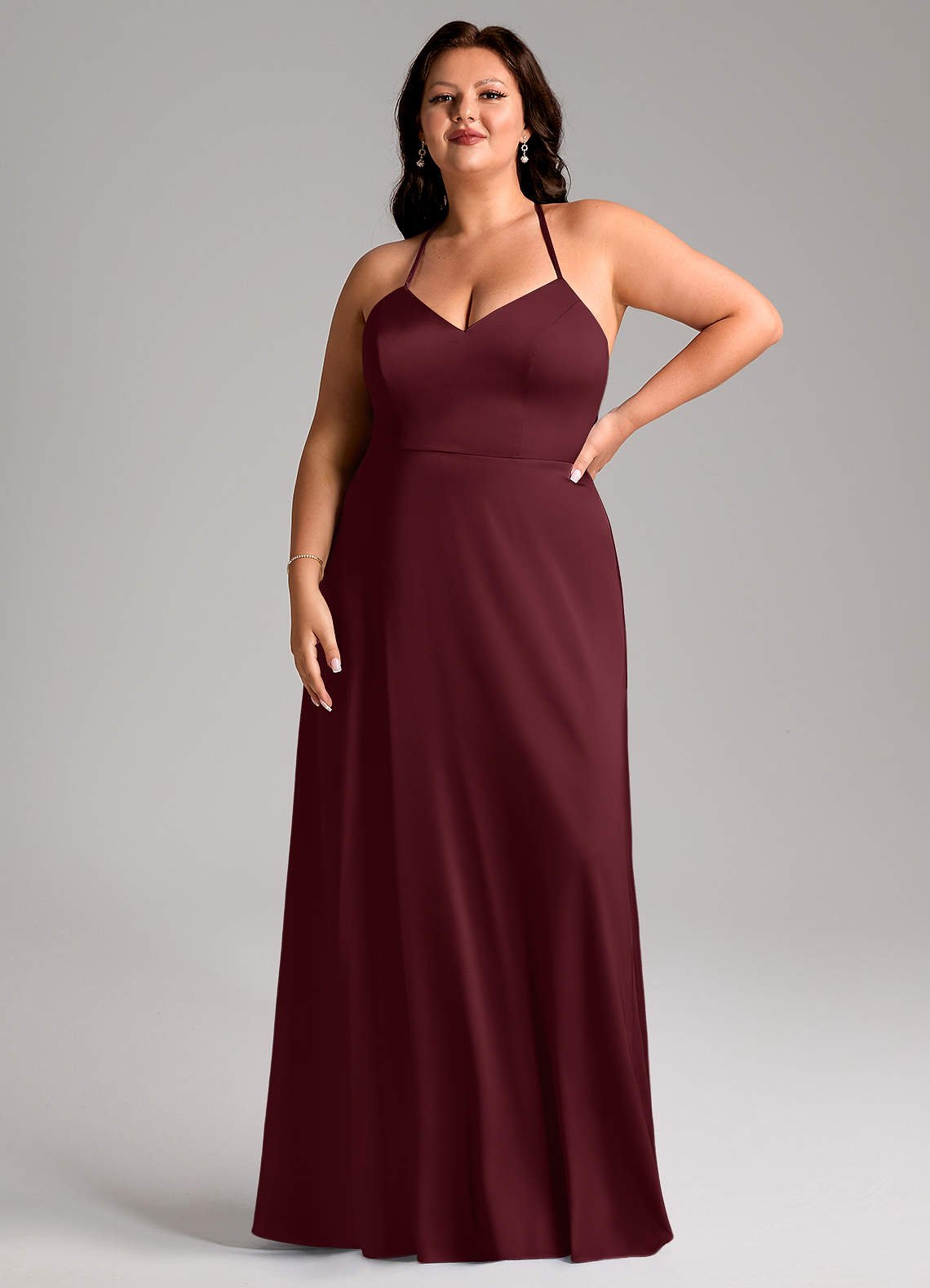 Mei A-Line V-Neck Stretch Satin Bridesmaid Dress