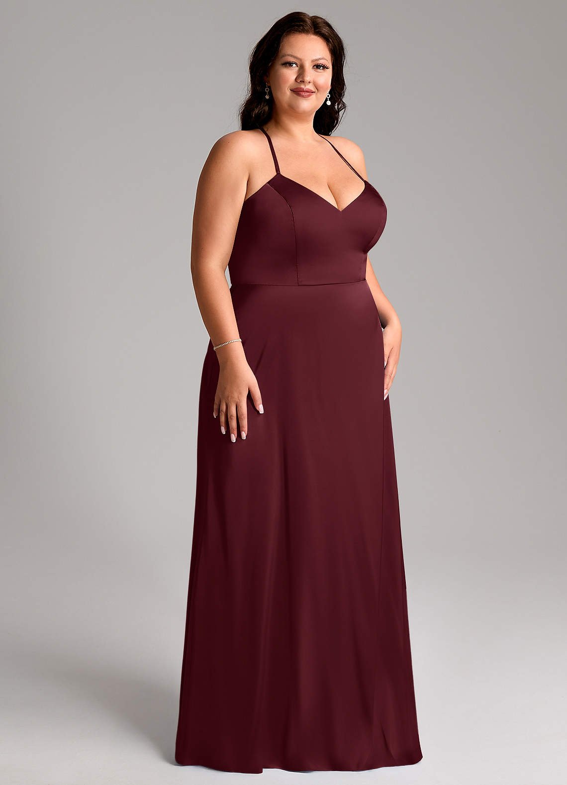 Mei A-Line V-Neck Stretch Satin Bridesmaid Dress