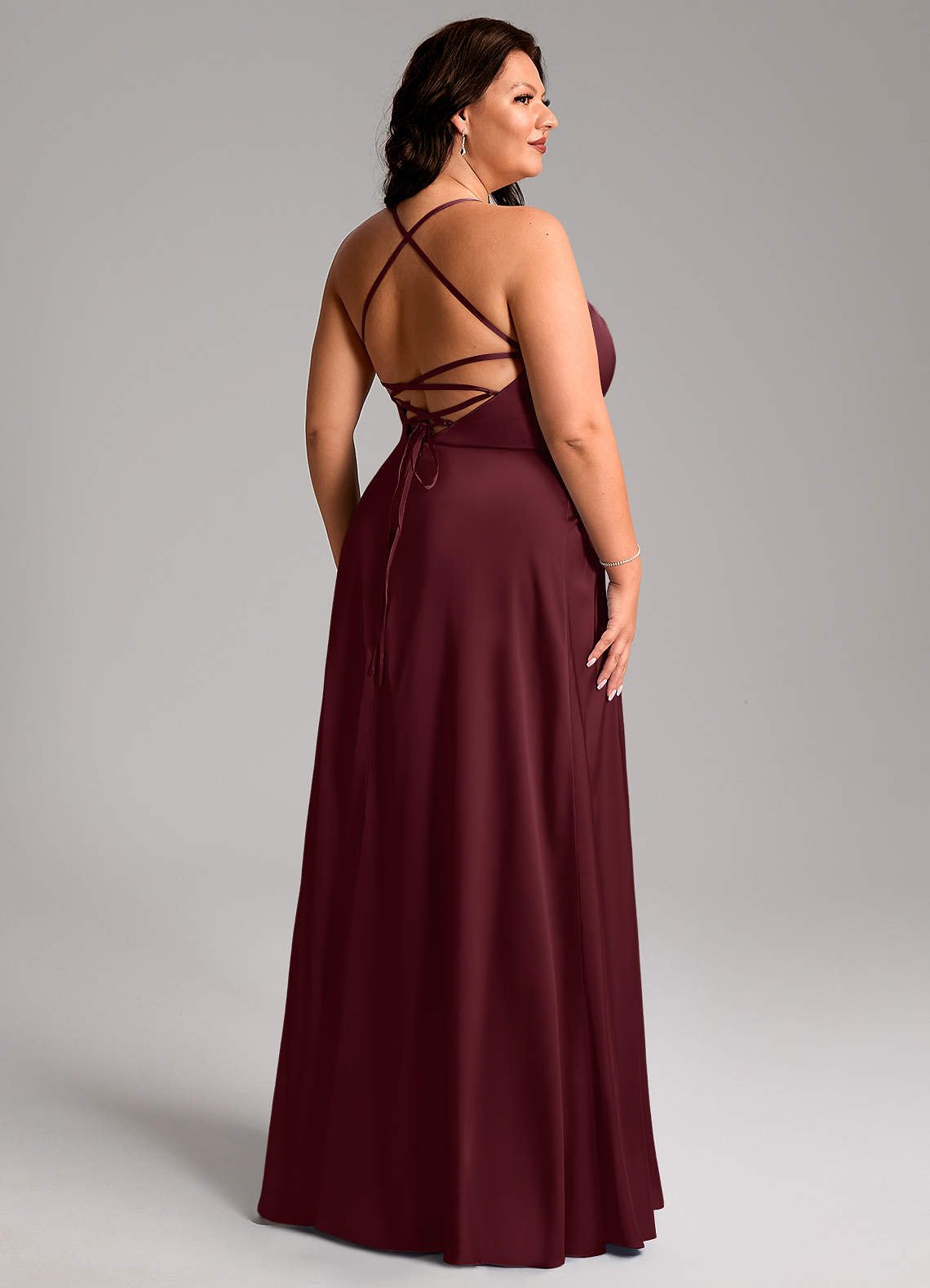 Mei A-Line V-Neck Stretch Satin Bridesmaid Dress