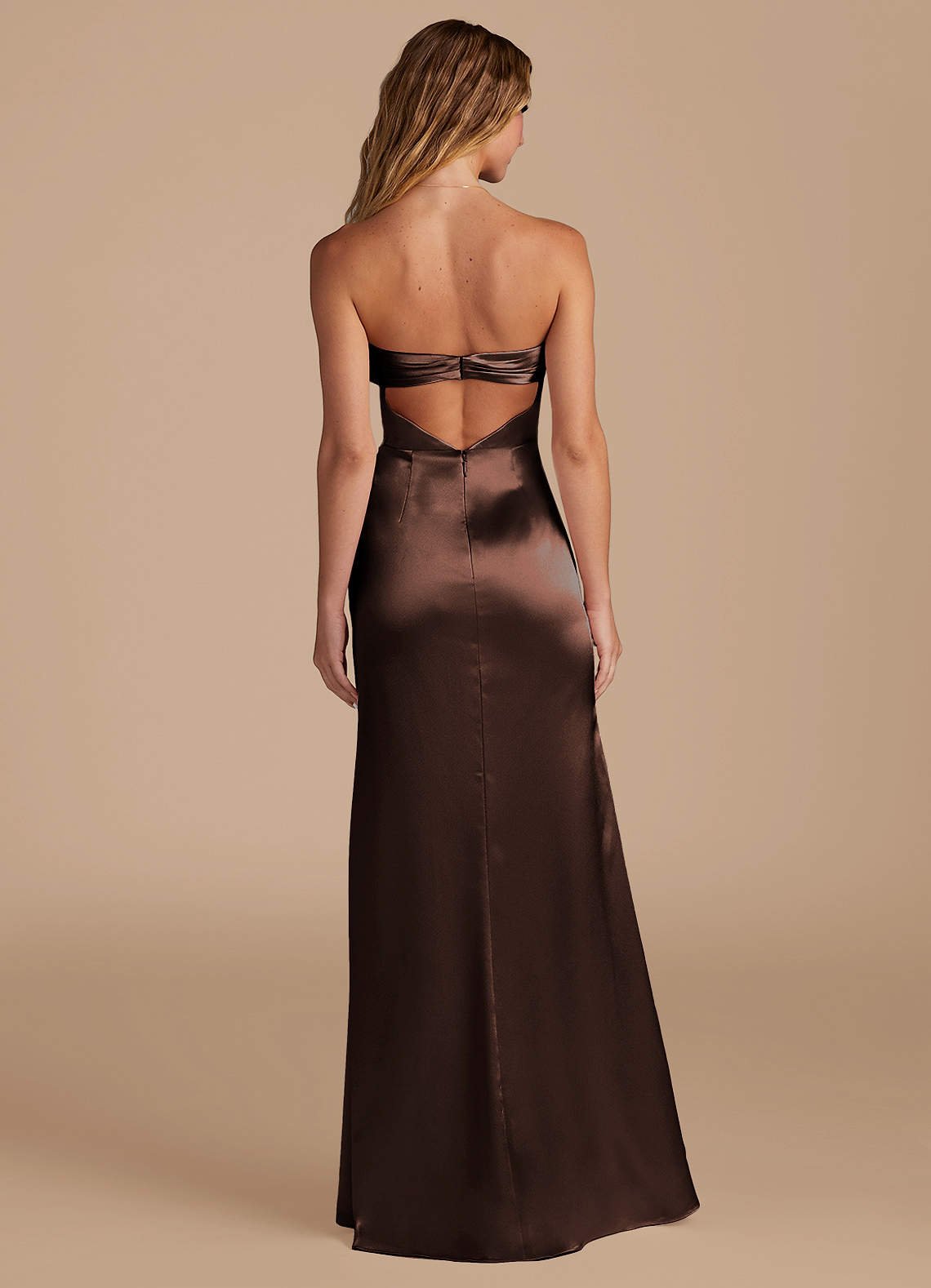 Meloria Mermaid Cowl-Neck Metallic Satin Bridesmaid Dress in Ganache