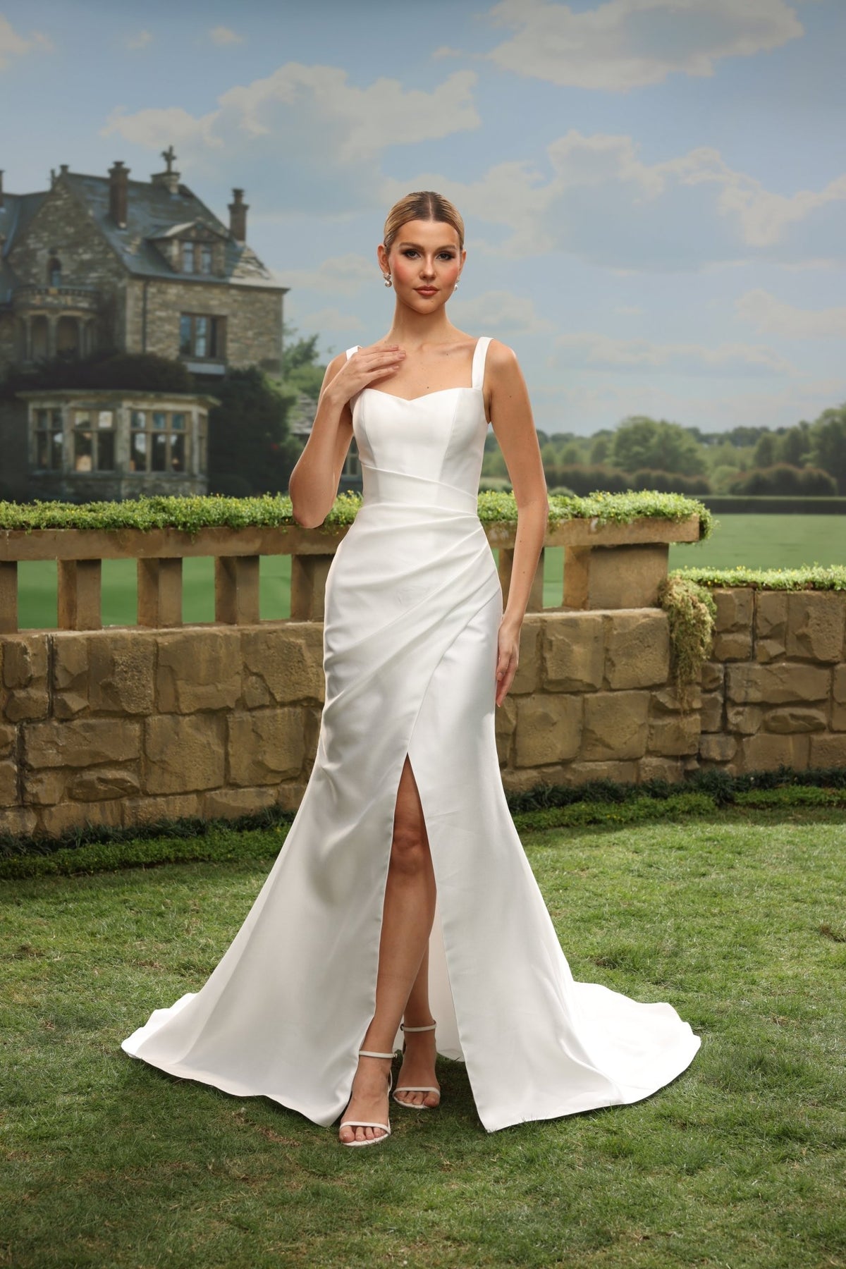 Zora white wedding dress front view 1