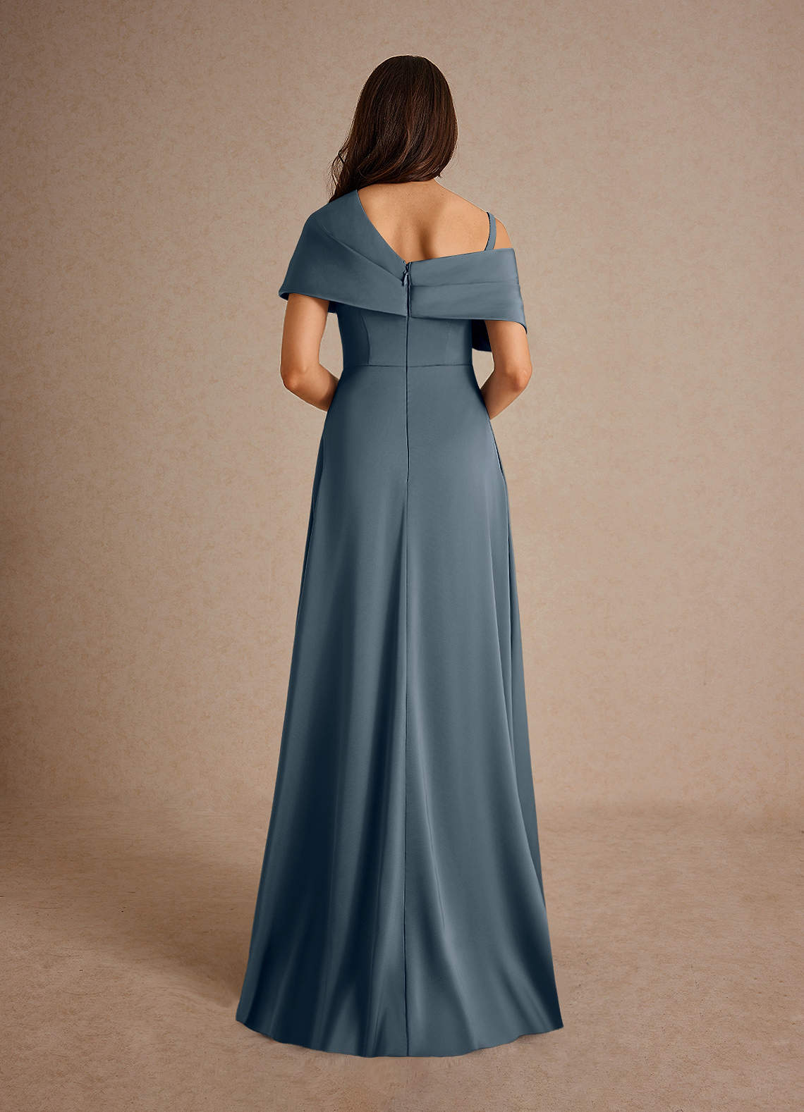 Milton A-Line One-Shoulder Stretch Satin Mother of the Bride Dress in Twilight
