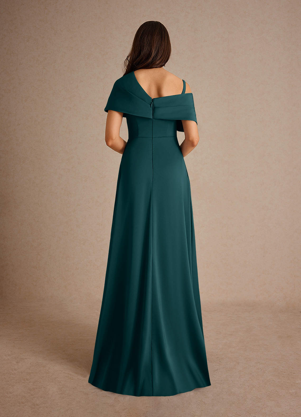 Milton A-Line One-Shoulder Stretch Satin Mother of the Bride Dress in Pine