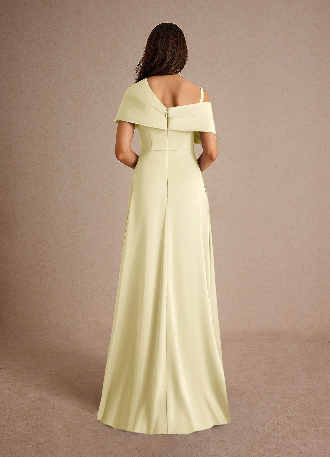 Milton A-Line One-Shoulder Stretch Satin Mother of the Bride Dress in Lemon Sorbet