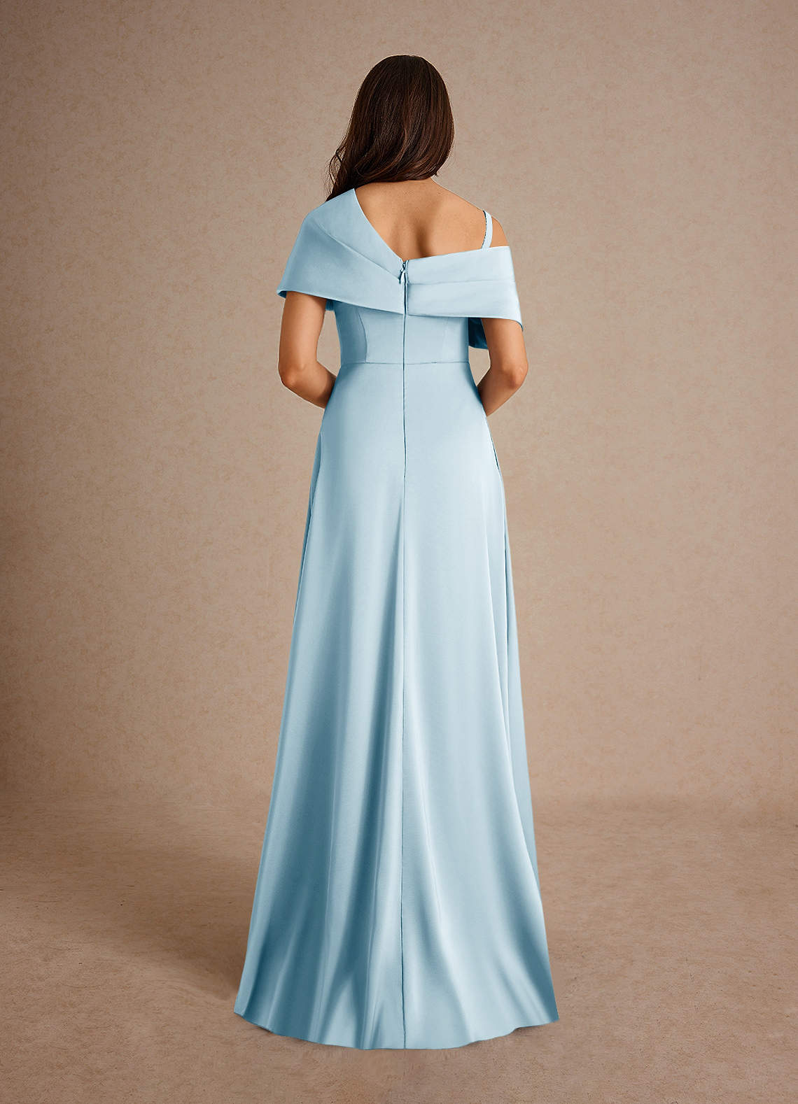 Milton A-Line One-Shoulder Stretch Satin Mother of the Bride Dress in Sky Blue