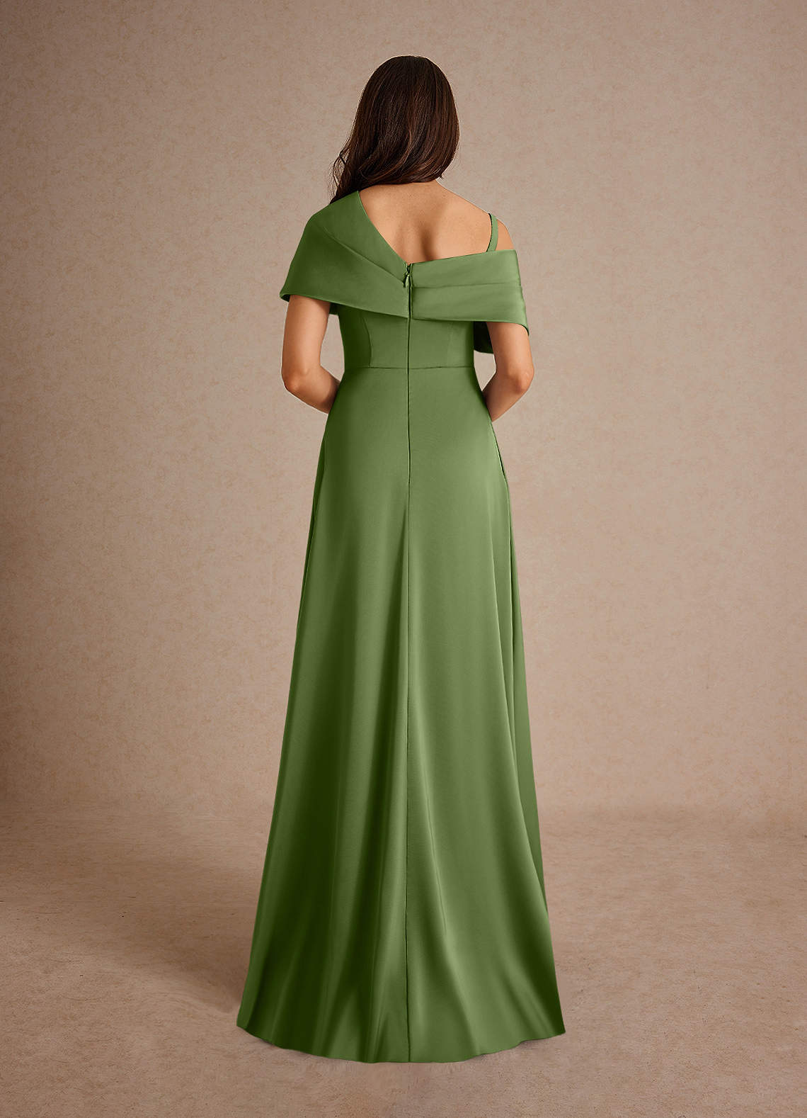 Milton A-Line One-Shoulder Stretch Satin Mother of the Bride Dress in Juniper