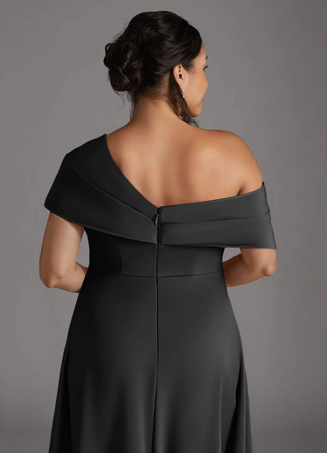Milton A-Line One-Shoulder Stretch Satin Mother of the Bride Dress