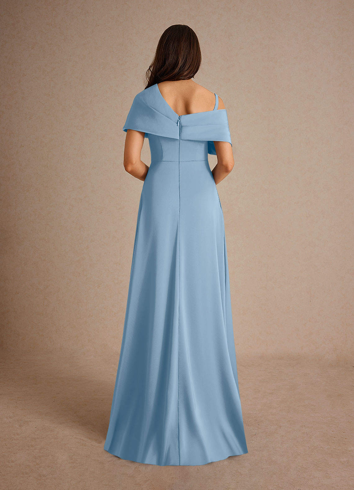 Milton A-Line One-Shoulder Stretch Satin Mother of the Bride Dress in Powder Blue