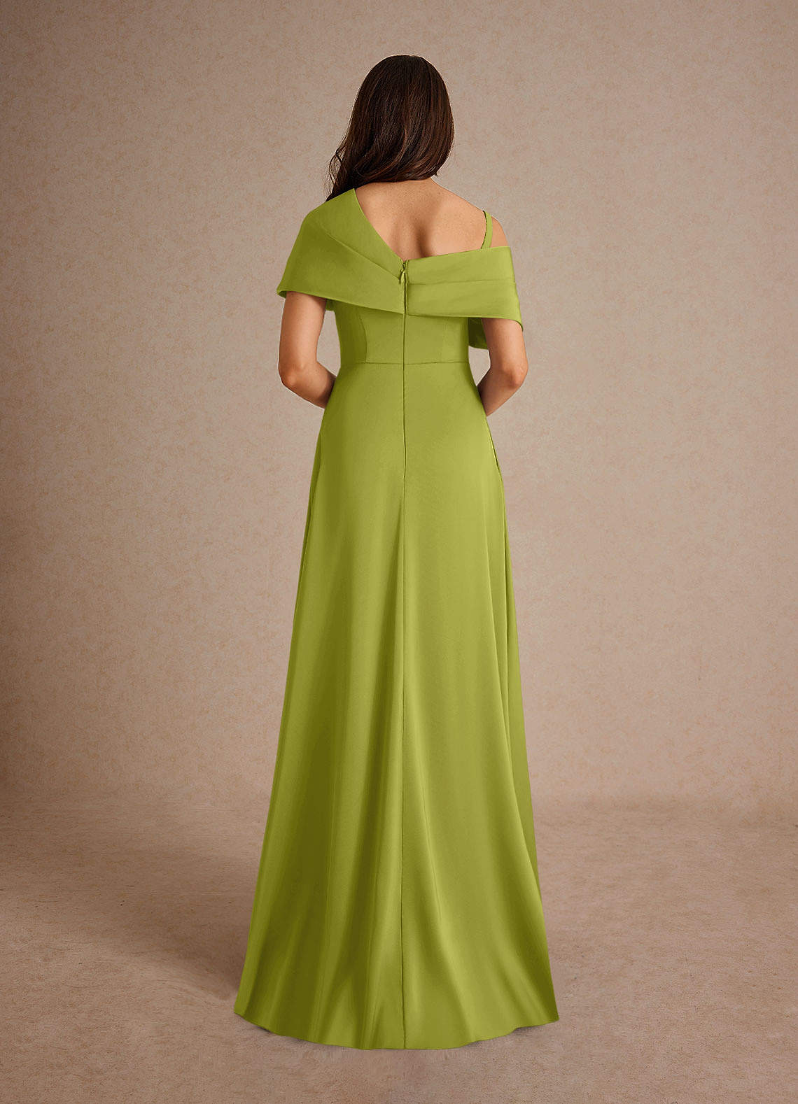 Milton A-Line One-Shoulder Stretch Satin Mother of the Bride Dress in Lemongrass