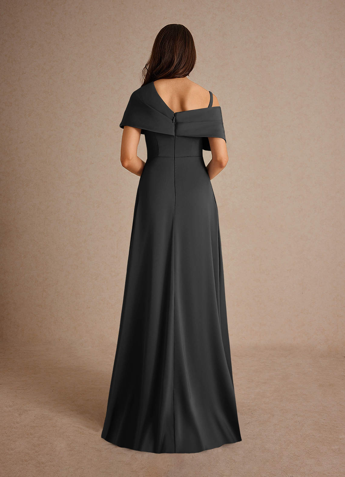 Milton A-Line One-Shoulder Stretch Satin Mother of the Bride Dress in Dusty Sage