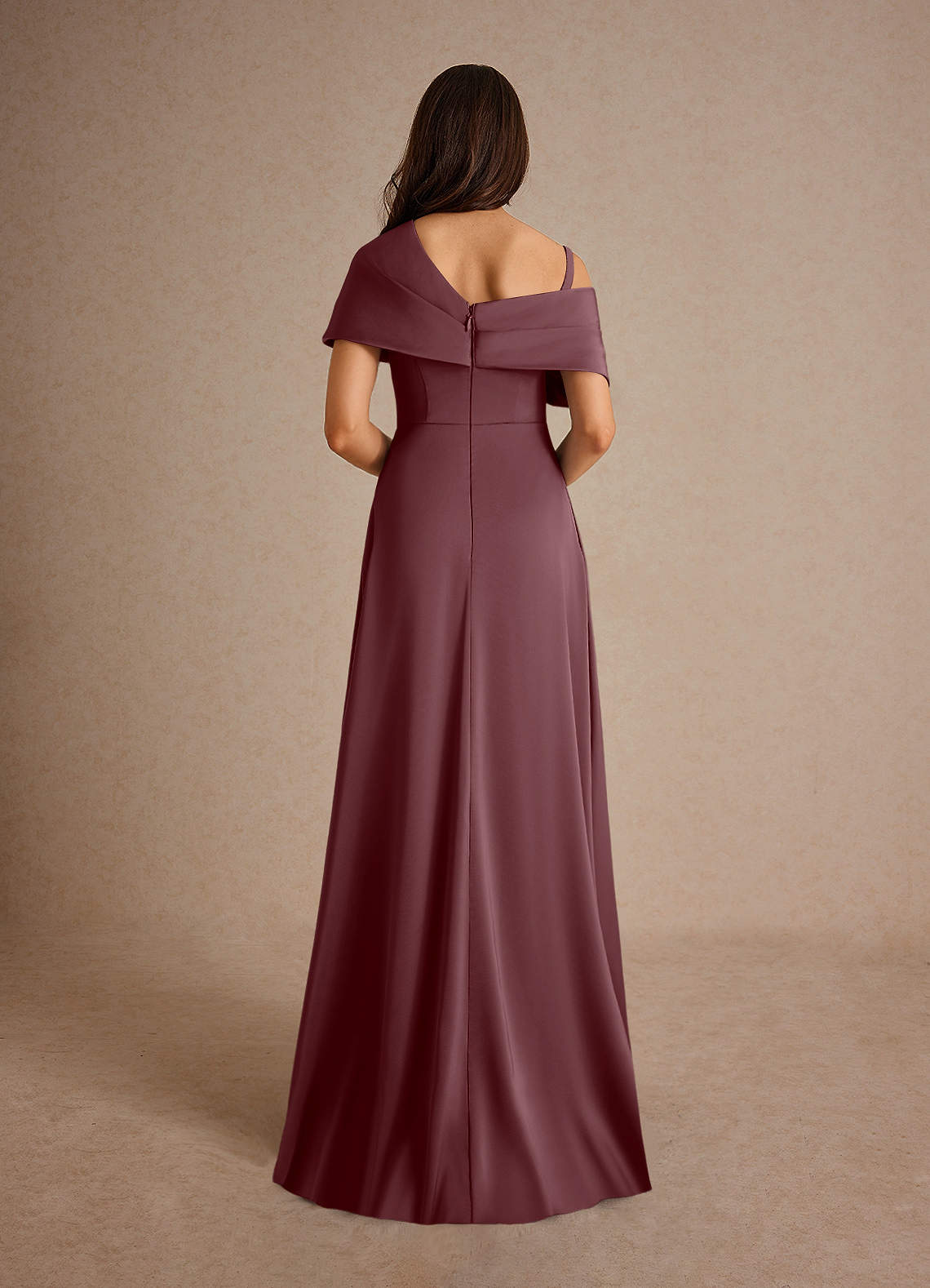 Milton A-Line One-Shoulder Stretch Satin Mother of the Bride Dress in Grape