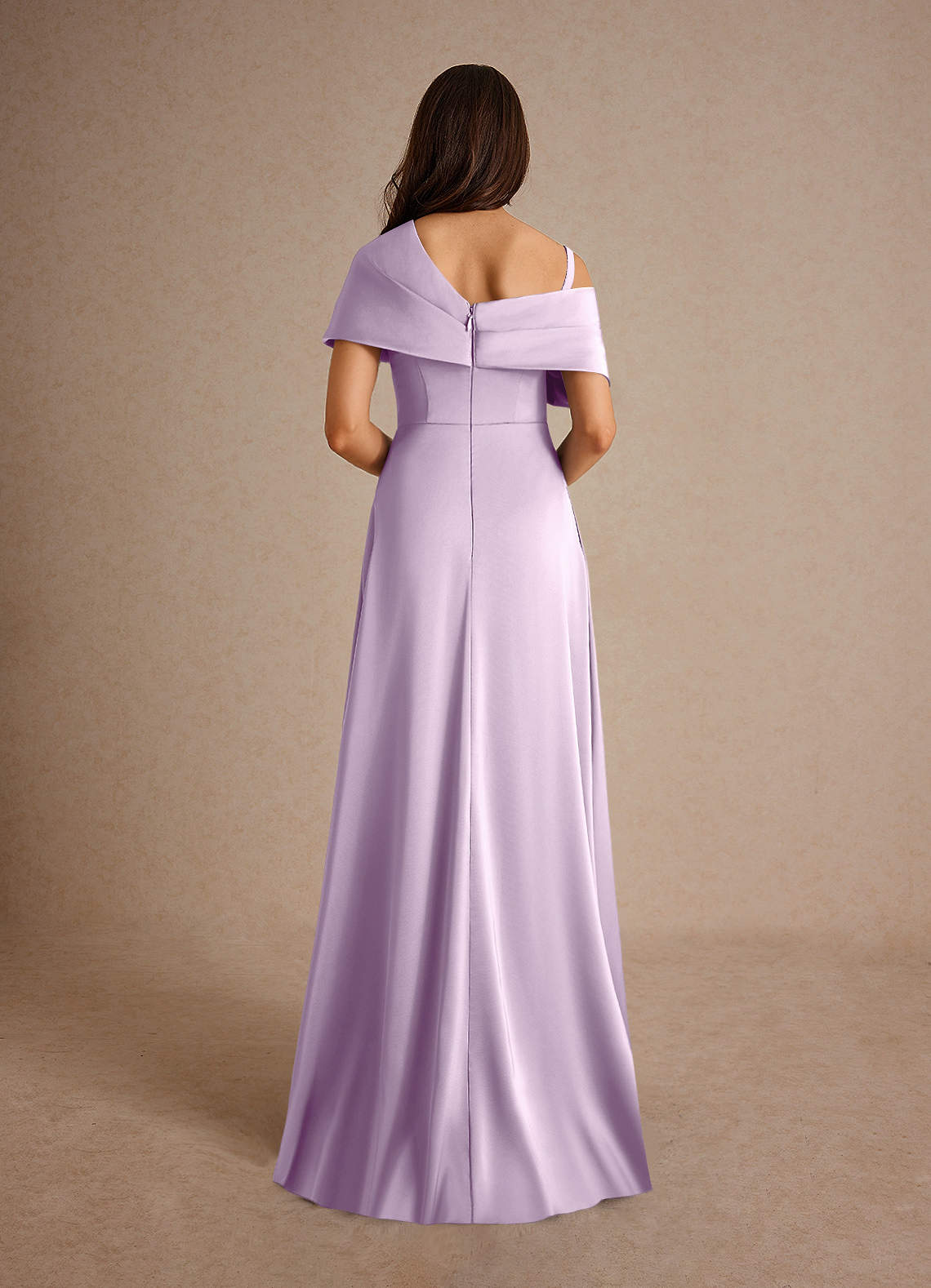 Milton A-Line One-Shoulder Stretch Satin Mother of the Bride Dress in Wisteria