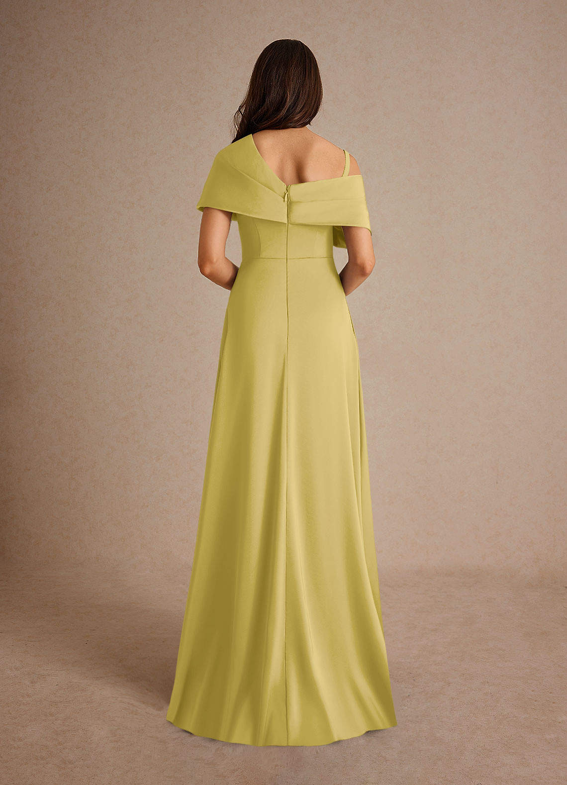 Milton A-Line One-Shoulder Stretch Satin Mother of the Bride Dress in Canary