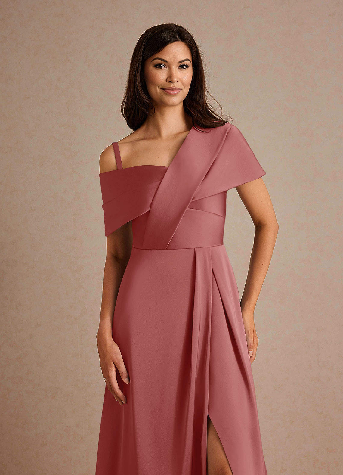 Milton A-Line One-Shoulder Stretch Satin Mother of the Bride Dress in Frosted Lilac