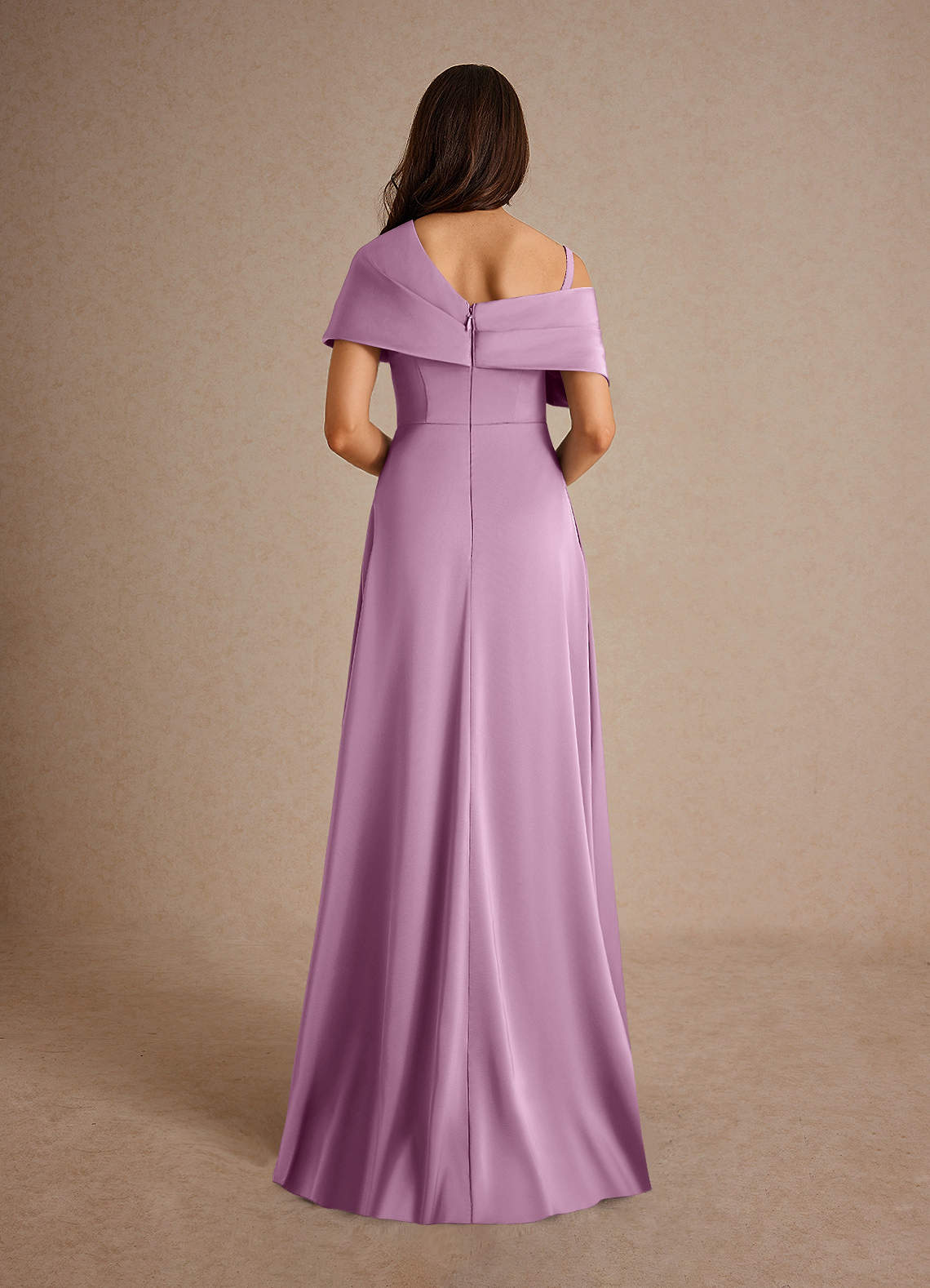Milton A-Line One-Shoulder Stretch Satin Mother of the Bride Dress in Vintage Mauve