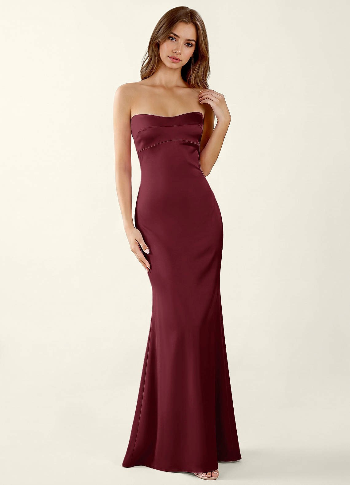 Miniqueadom Mermaid Strapless Satin Prom Dress in Haze Pink