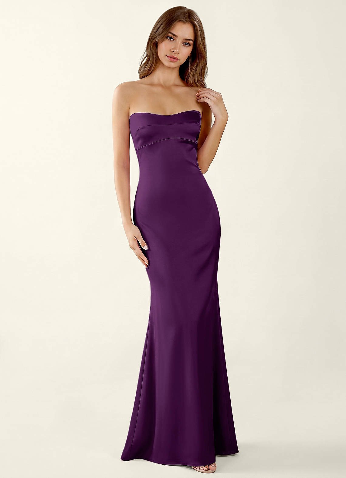 Miniqueadom Mermaid Strapless Satin Prom Dress in Haze Pink