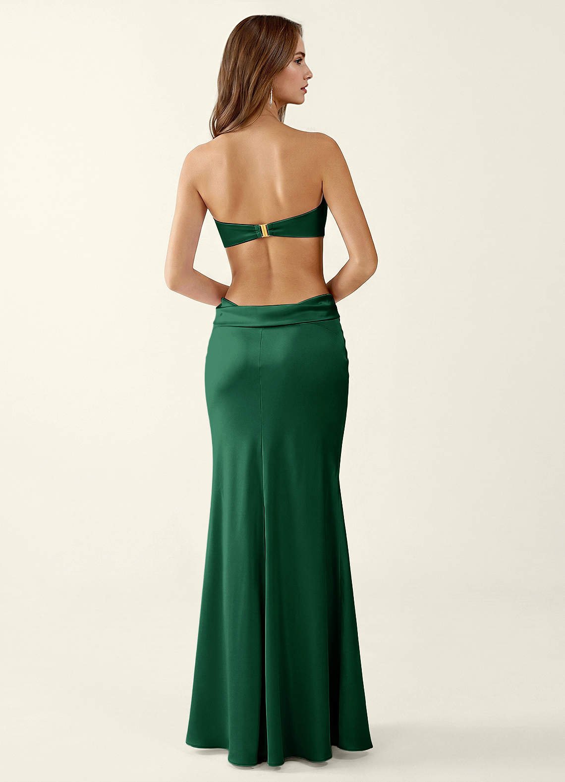 Miniqueadom Mermaid Strapless Satin Prom Dress in Emerald Green