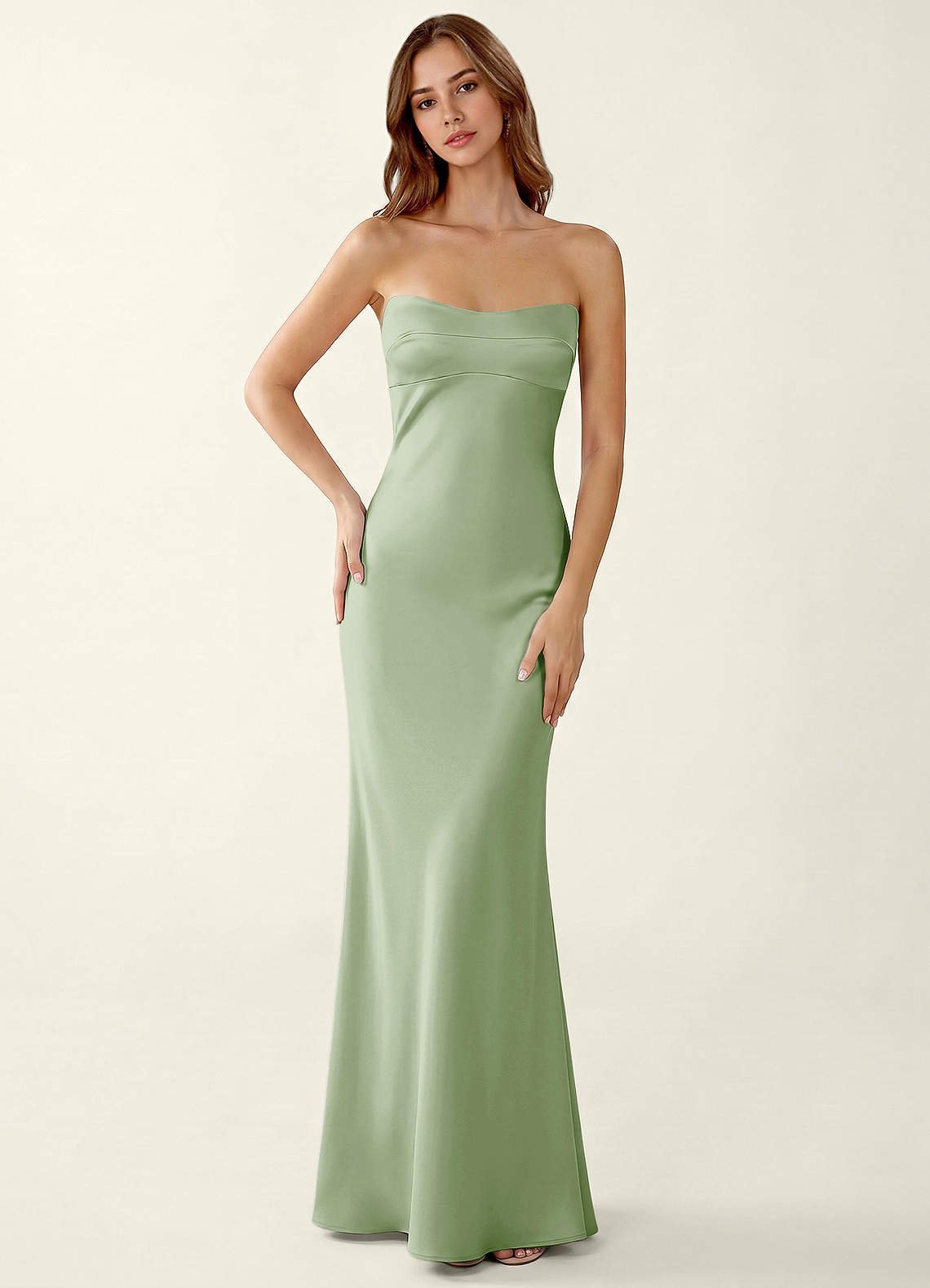 Miniqueadom Mermaid Strapless Satin Prom Dress in Light Green