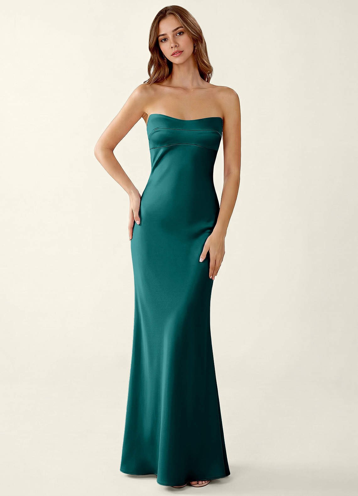 Miniqueadom Mermaid Strapless Satin Prom Dress in Peacock