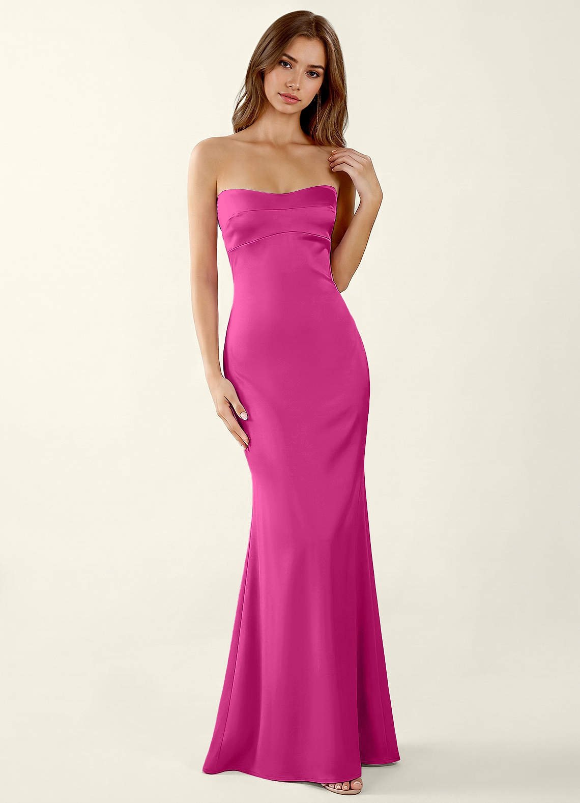 Miniqueadom Mermaid Strapless Satin Prom Dress in Haze Pink