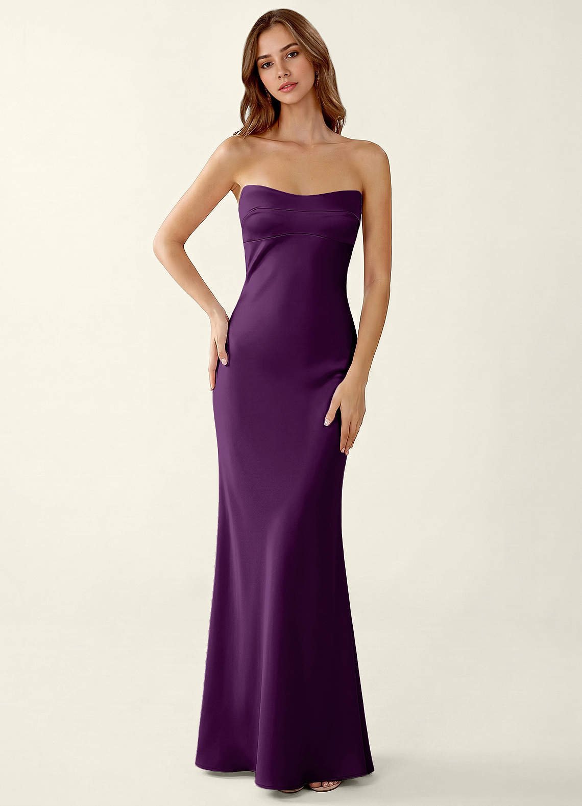Miniqueadom Mermaid Strapless Satin Prom Dress in Grape
